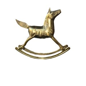Vintage Solid Brass Rocking Horse Figurine Made In Korea 6"tall 6" Wide